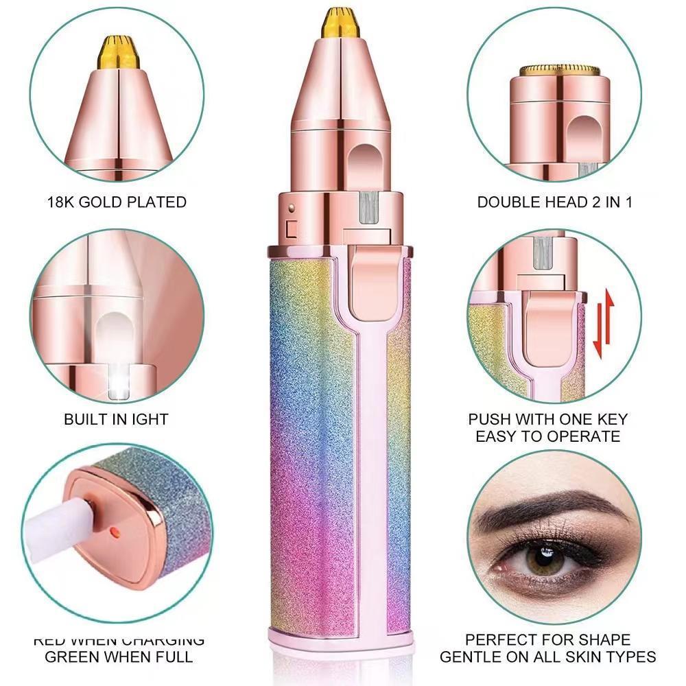 2 In 1 Rechargeable Flawless Eyebrow Hair Remover & Facial Hair Trimmer