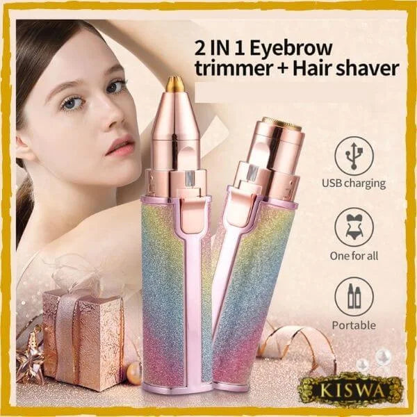 2 In 1 Rechargeable Flawless Eyebrow Hair Remover & Facial Hair Trimmer