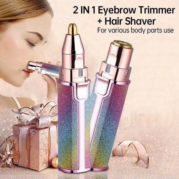 2 In 1 Rechargeable Flawless Eyebrow Hair Remover & Facial Hair Trimmer