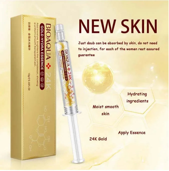 BIOAQUA 24K Gold Anti-aging Injection Serum Hydra Essence - Collagen Anti Wrinkle Face Liquid Serum